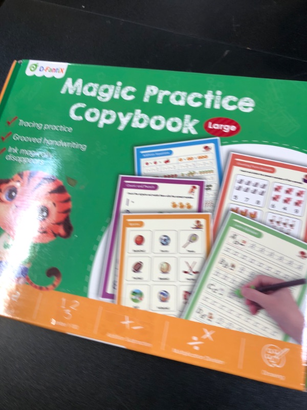 Photo 1 of Large Magic Grooved Practice Copybook 5 Pack with Pens, Reusable Children's Magic Copybooks, Magical Handwriting Workbooks Number Letter Tracing for Kids Age 3-8 Kindergarten Preschool Calligraphy