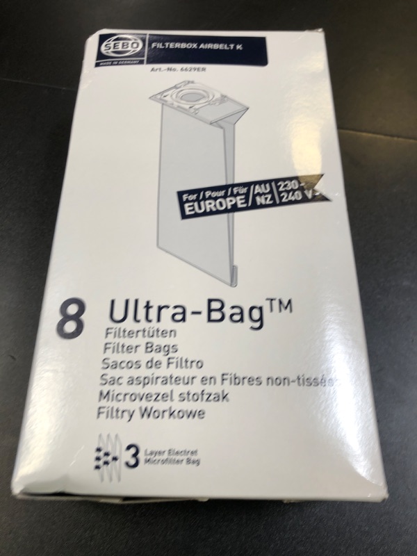 Photo 1 of Sebo K Series Vacuum Cleaner Bags (Pack of 8) 6629ER (Genuine)