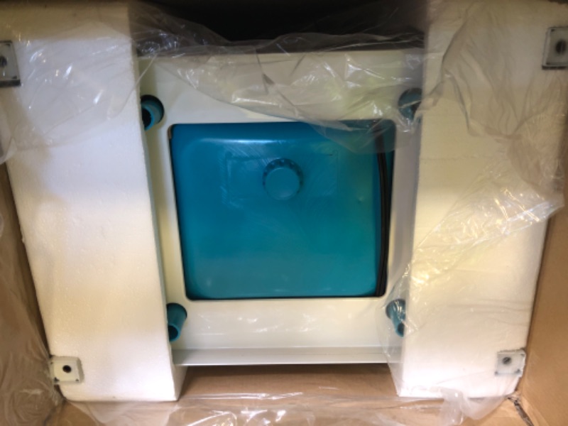 Photo 1 of Nostalgia Snow Cone Shaved Ice Machine - Retro Cart Slushie Machine Makes 48 Icy Treats - Includes Metal Scoop, Storage Compartment, Wheels for Easy Mobility - White, Blue