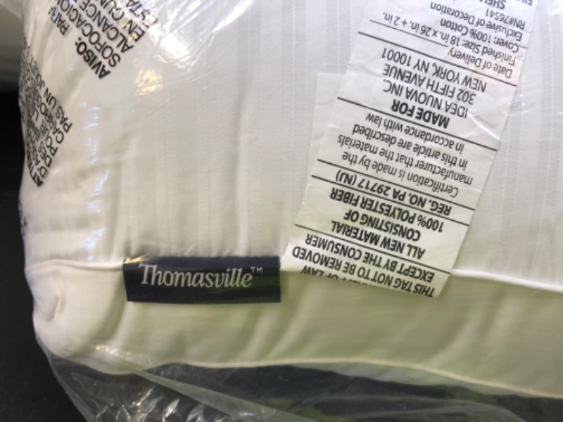 Photo 1 of Thomasville 100% Cotton Herringbone Bed Pillow with Supportive Gusset for Side, Back and Stomach Sleepers, Set of 2, Standard/Queen Size Pillows 18"x26"