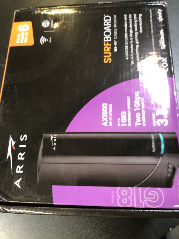 Photo 1 of ARRIS (G18) - Cable Modem Router Combo - Fast DOCSIS 3.1 Gigabit WiFi 6 (AX3000), Approved for Comcast Xfinity, Cox, Spectrum & More, 1 Gbps Max Internet Speeds