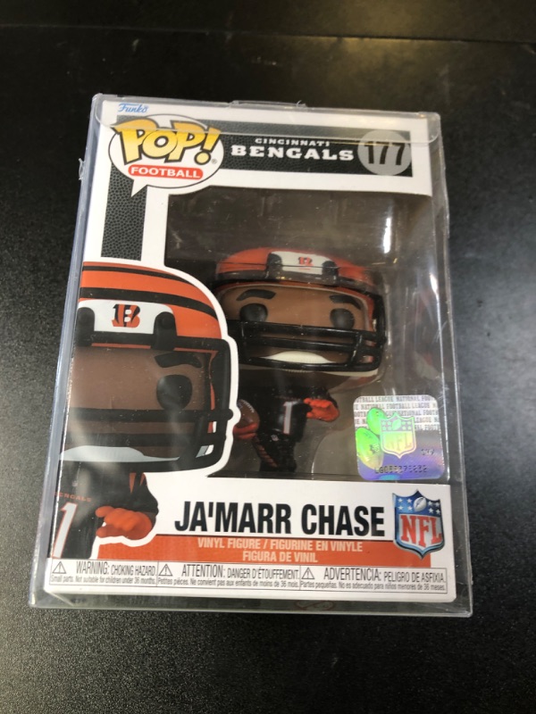 Photo 1 of POP Football: Bengals - Ja'Marr Chase Funko Vinyl Figure (Bundled with Compatible Box Protector Case), Multicolor, 3.75 inches