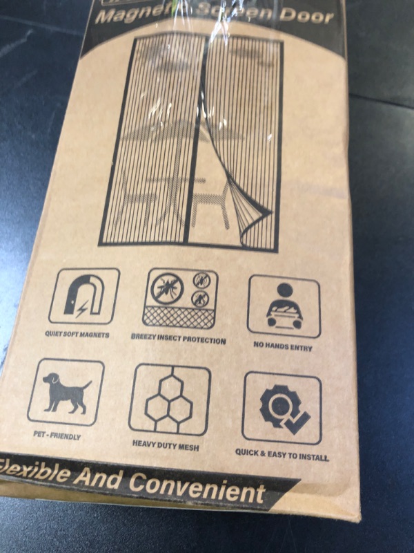 Photo 1 of Mesh Screen with Magnetic Closure-Keeps Bugs Out Let Breeze in, Heavy Duty - Pet and Kid Friendly, Works with Front, Sliding Doors (38 x 82 Inch)