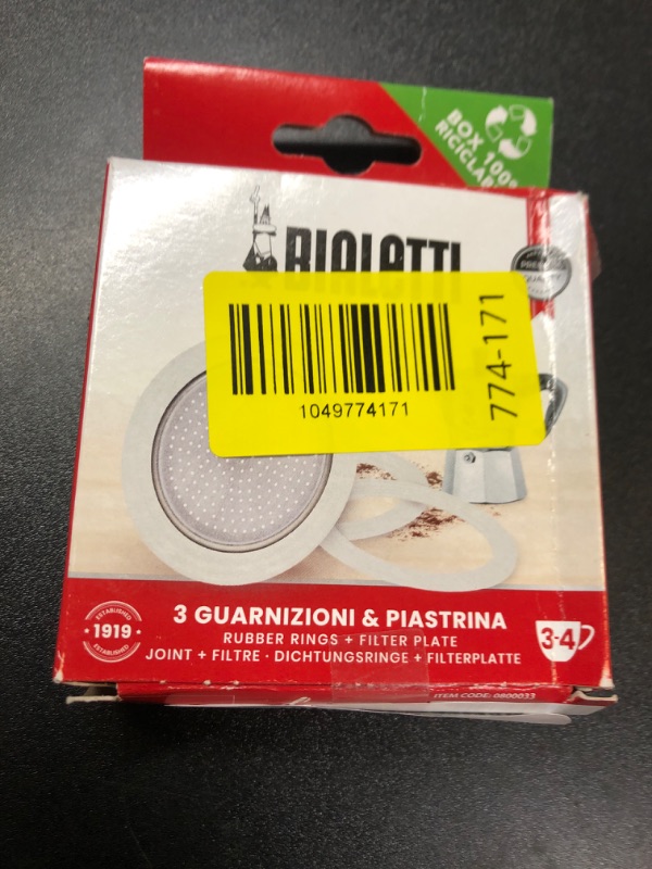 Photo 1 of Bialetti Spare Parts, Includes 3 Gaskets and 1 Plate, Compatible with Moka Express, Fiammetta, Break, Happy, Dama, Moka Melody, Alpina, Moka Timer and Rainbow (3/4 Cups)