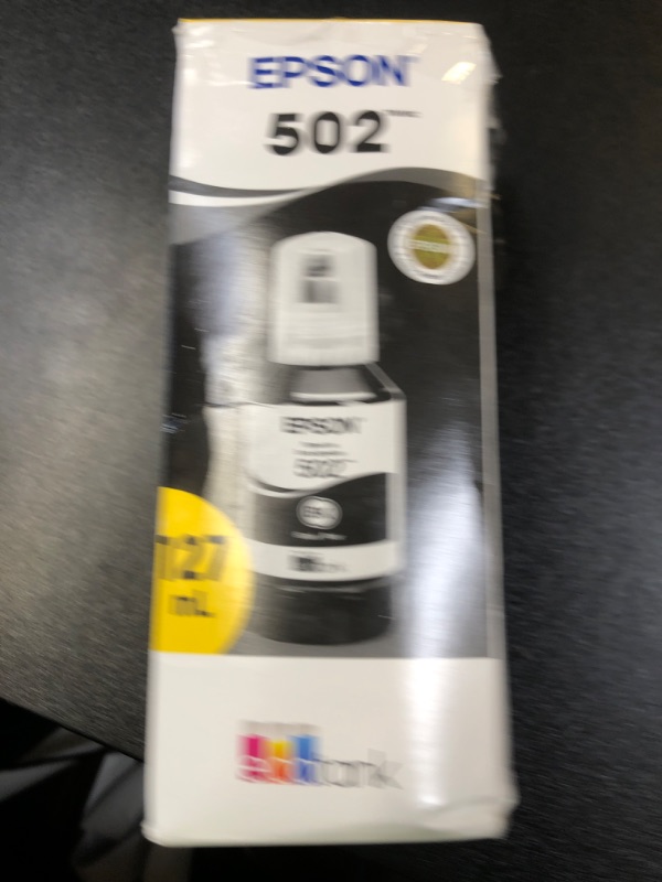 Photo 1 of EPSON 502 EcoTank Ink Ultra-high Capacity Bottle Black Works with ET-2750, ET-2760, ET-2850, ET-3750, ET-3760, ET-3850, ET-4850, and other select EcoTank models
