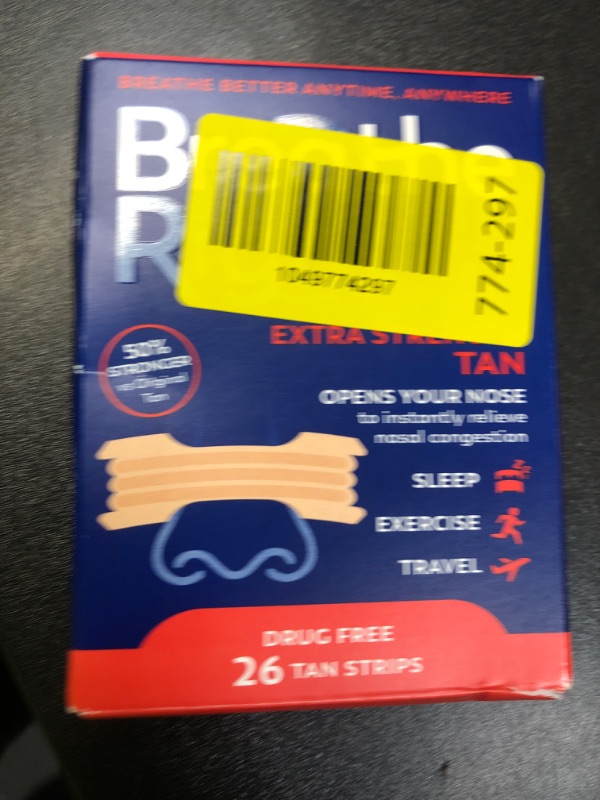 Photo 1 of Breathe Right Nasal Strips Extra Strength Tan Nasal Strips Help Stop Snoring Drug-Free Snoring Solution & Instant Nasal Congestion Relief Caused by Colds & Allergies 26ct