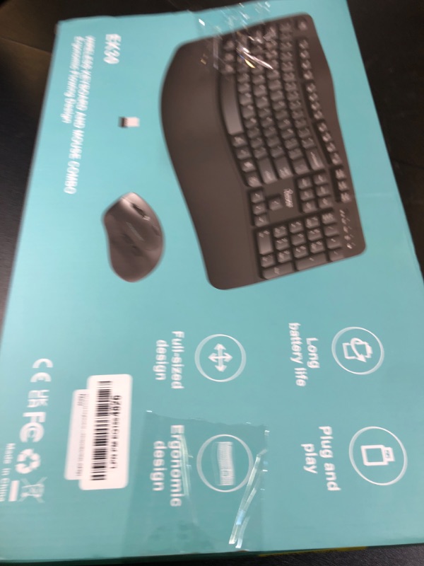 Photo 1 of Wireless Keyboard and Mouse Combo,2.4G Full Size Wave Keys Ergonomic Keyboard with Wrist Rest for Natural Typing, 3 DPI Adjustable Ergonomic Silent Mouse for Computer/Laptop/Windows/Mac (Grey)