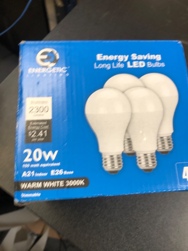 Photo 1 of Energetic Dimmable A21 LED Bulb, 150 Watt Equivalent, Super Bright Light Bulb, Warm White 3000K, 2300LM, Brightest LED Bulbs, E26 Standard Base, Damp Rated, ETL Listed, 4-Pack