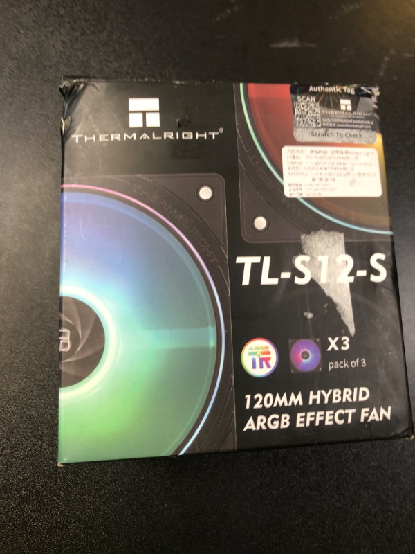 Photo 1 of Thermalright TL-S12-S CPU Fan, 120mm Case Cooler Fan ARGB, 4pin PWM Connector Silent Computer Cooling with S-FDB Bearing Included,up to 1500RPM PC Cooling (Pack of 3)