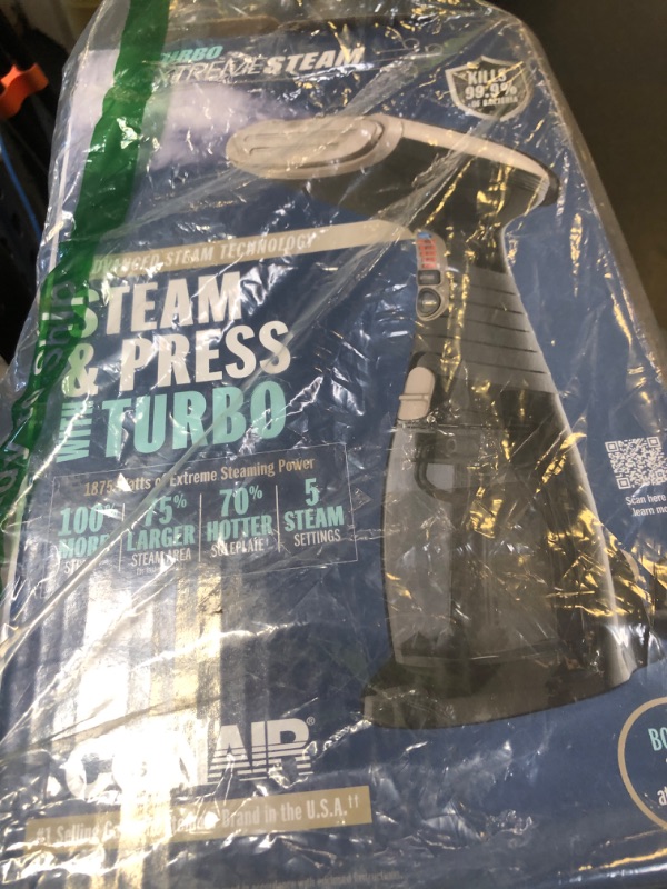 Photo 1 of Conair Handheld Garment Steamer for Clothes, Turbo ExtremeSteam 1875W Fabric Steamer, Portable Handheld Design, Strong Penetrating Steam, Amazon Exclusive, Black