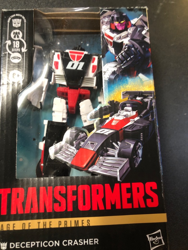 Photo 1 of Transformers Age of The Primes Deluxe Class Decepticon Crasher, 5.5-inch Converting Action Figure, Robot Toys for Ages 8+