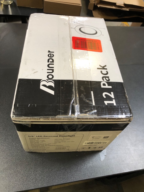 Photo 1 of BBOUNDER 12 Pack 5/6 Inch LED Recessed Downlight, Baffle Trim, Dimmable, 12.5W=100W, 5000K Daylight, 950 LM, Damp Rated, Simple Retrofit Installation -No Flicker