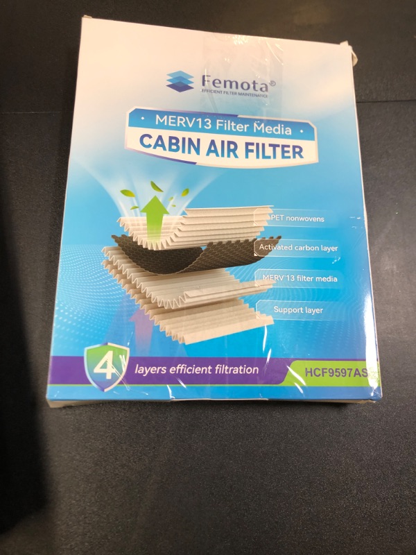 Photo 1 of Femota Certified MERV 13 Cabin Air Filter with Activated Carbon, CF9597A for Dodge Caravan 2001-2007, Grand Caravan 2001-2007, Chrysler Voyager 2001-2003, Town & Country 2001-2007, Pacifica 2004-2008