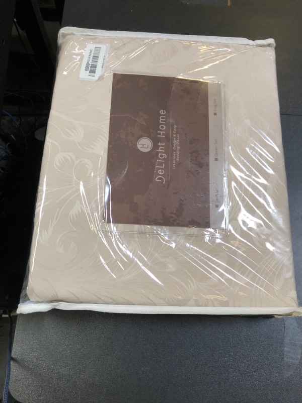 Photo 1 of DELIGHT HOME Boho Duvet Cover Queen Size - Damask Floral Queen Duvet Cover Sets for Kids & Adults, 3 Pieces Bedding Set Includes 1 Duvet Cover (90"x90") & 2 Pillow Shams, NO Comforter, Taupe