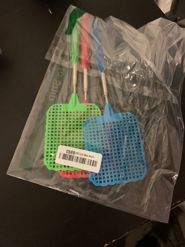 Photo 1 of 3-Pack Telescopic Fly Swatter Set – Durable and Lightweight Extendable Fly Swatter for Indoors and Outdoors, 3.1 x 3.9 Flexible Head, Non-Slip Ergonomic Rubber Handle, Compact Design for Easy Storage