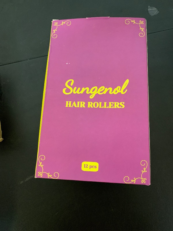 Photo 1 of Hair Roller Set 12 pcs Heatless Self Grip Rollers With Clips and Comb, Salon Curlers for DIY Styles, 2 Black Sizes in 1 Set by Sungenol