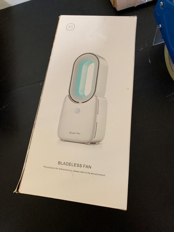Photo 1 of Misby Rechargeable Desk Fan, 5-color LED Light Bladeless Table Fan of 11.8 Inch, White Desk Fans Small Quiet for Bedroom, Home, Office