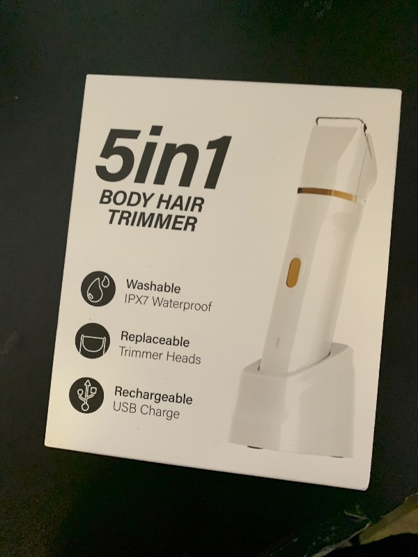 Photo 1 of HOHOLE 5-in-1 Bikini Trimmer for Women, IPX7 Waterproof Electric Razors Shaver, Cordless Body Hair Trimmer, Facial & Pubic Hair Removal, Ceramic Blade (White)