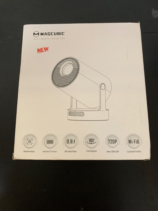 Photo 1 of ?Electric Focus?Magcubic Mini Projector 4K Support, Portable Projector with WiFi 6 and Bluetooth 5.4, Smart Proyector, 5W Soundbase Speaker, 180° Rotation for Home Theater HY300 Ultra