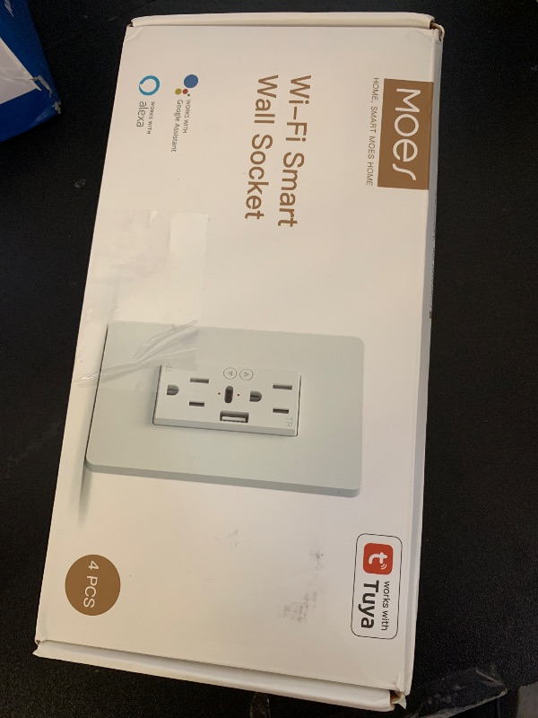 Photo 1 of MOES Smart USB Wall Outlet Receptacle with Type-C & Type-A Charger, 2.4GHz Wi-Fi in-Wall Plug Socket 4 Pack, Remote Individual Control On/Off 15Amp, NO Hub Required