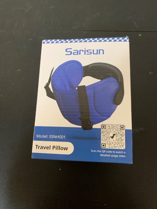 Photo 1 of SARISUN Travel Pillows for Airplanes, Airplane Pillow for Long Flight, Airplane Head Strap with Eye Mask for Sleep, Travel Neck Pillow for Car Road Trip, 360° Support Headrest, Stop Bobblehead, Black