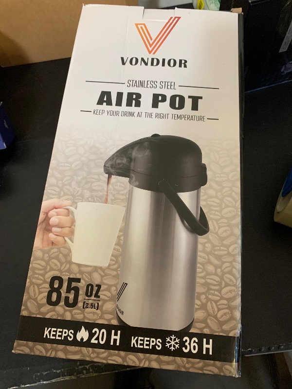Photo 1 of 85 oz (2.5L) Airpot Coffee Carafe with Pump, Insulated Stainless Steel Coffee Dispenser, Coffee Carafes for Keeping Hot/Cold, Hot Beverage Dispenser for Party