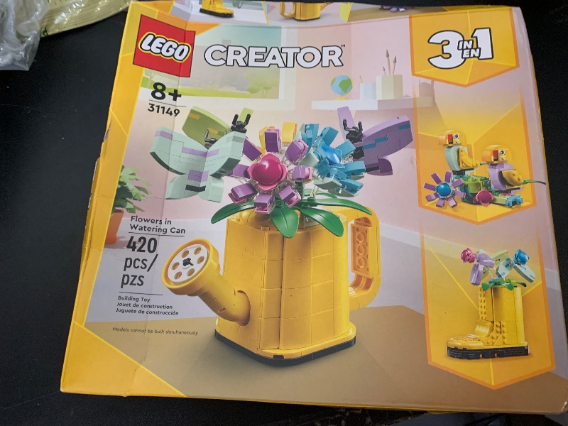 Photo 1 of LEGO Creator 3 in 1 Flowers in Watering Can Building Toy Set - Fun, Creative Activity for Kids, Girls and Boys, Ages 8+ - Options to Build Rain Boots or Birds - 31149