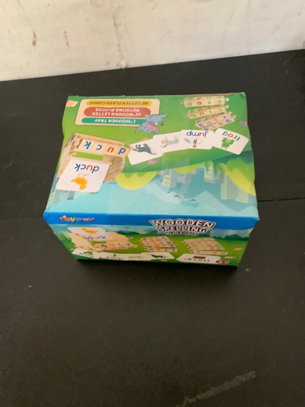 Photo 1 of ShyLizard Montessori Learning and Educational Toys Gifts for Kids 3 4 5 Years, Wooden Reading Blocks Toys, Preschool Kindergarten Learning Activities, Turning Rotating Matching Flash Card Games