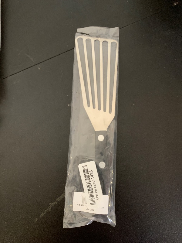 Photo 1 of Lamson 3" x 6" Chef's Slotted Turner with Noir Ultra Durable Handle - Right Hand