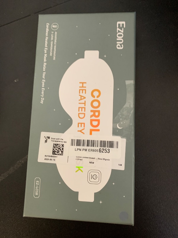 Photo 1 of Ezona Cotton Cordless Heated Eye Mask, 2000mAh Warm Eye Compress Mask for Dry Eyes, Washable Eye Heating Pad for Travel, MGD,Blepharitis, Sinus Migraine with 10W Charger?Gray?