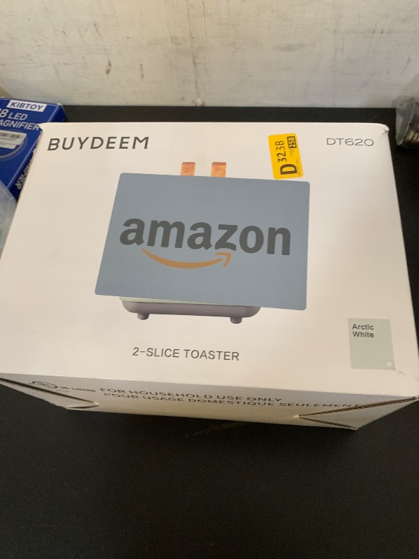 Photo 1 of BUYDEEM DT620 2-Slice Toaster, Extra Wide Slots, Retro Stainless Steel with High Lift Lever, Bagel and Muffin Function, Removal Crumb Tray, 7-Shade Settings,Arctic White