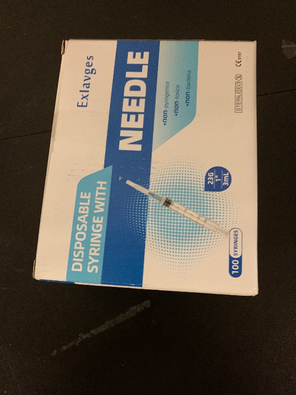 Photo 1 of 100 Pack Disposable 3ml/cc Lab Syringes with 23Ga 1 Inch Needle Luer Lock, Individually Sealed Packed