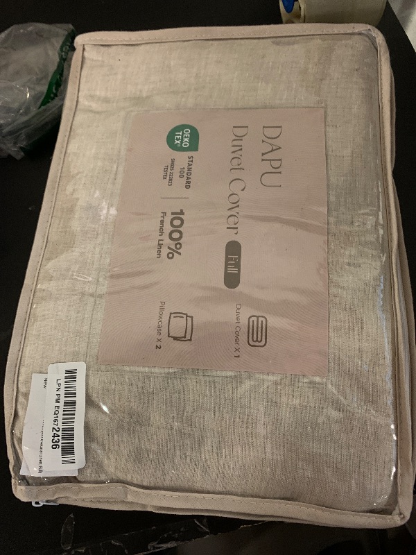 Photo 1 of DAPU 100% Linen Duvet Cover Full 3PCs, Pure Natural French Flax Linen Duvet Cover King 80"x90" with Corner Ties and Zipper Closure, Soft Breathable Durable for Hot Sleepers (Natural Linen, Full)