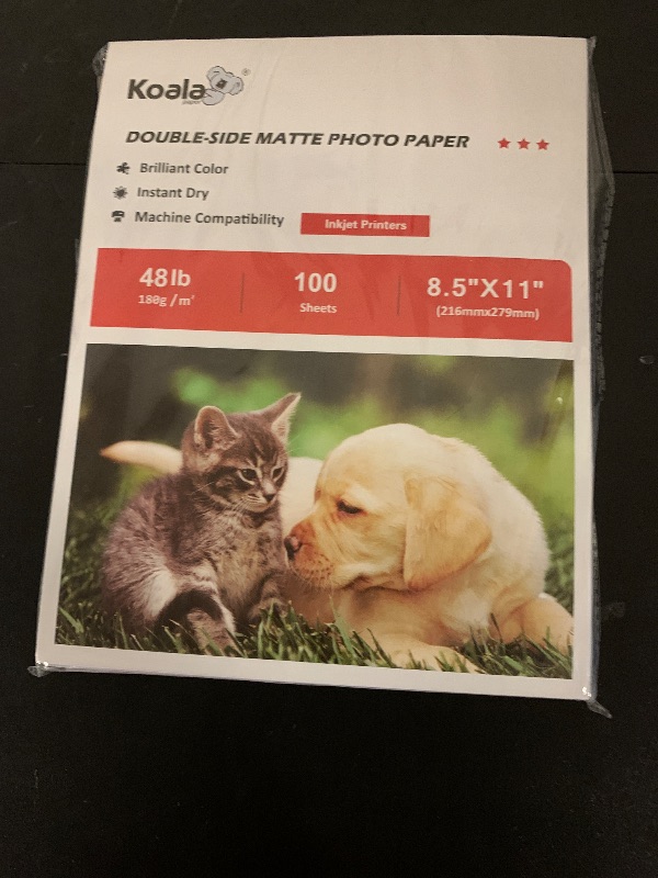 Photo 1 of Koala Photo Paper Double-side Matte 8.5X11 Inches Compatible with Inkjet Printer 48LB Presentation Paper 100 Sheets