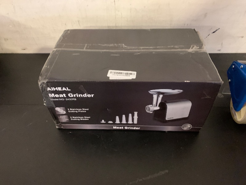Photo 1 of Electric Meat Grinder, Sausage Stuffer with 3 Sausage Tubes, 2 Blades, 3 Plates, 3200W Max, Meat Grinder Heavy Duty for Home Kitchen Use, Stainless Steel (Black)
