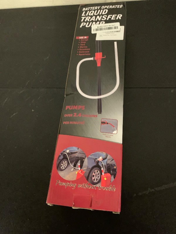 Photo 1 of Portable Power Battery Pump, Battery Operated Electric Siphon Pump Water Transfer Pump, Easy to Use Manual Portable 2.4GPM Pump and on-Spill Design Diesel, Water, Fuel Transfer Pump