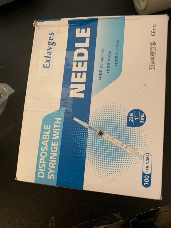 Photo 1 of 100 Pack Disposable 3ml/cc Lab Syringes with 23Ga 1 Inch Needle Luer Lock, Individually Sealed Packed
