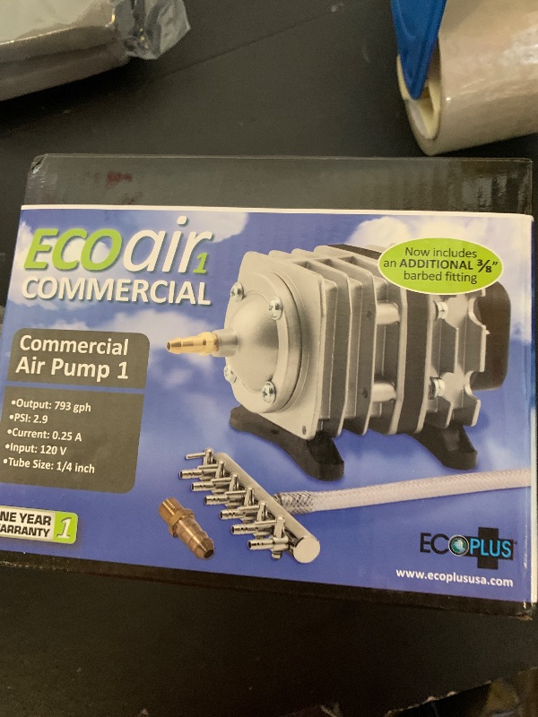 Photo 1 of EcoPlus ECOair 1 Commercial Grade Air Pump 793 GPH - 18 Watt Single Outlet with 6 Valve Manifold
