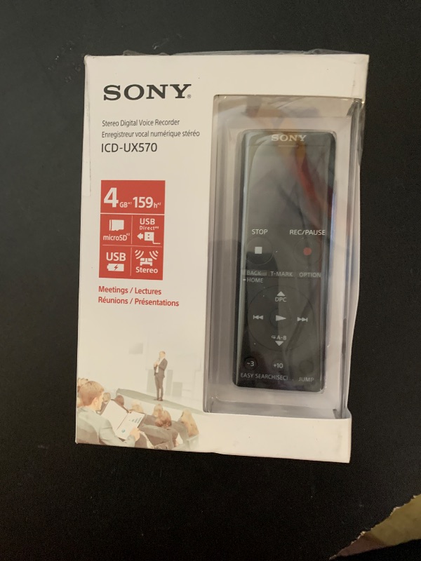 Photo 1 of Sony ICD-UX570 Digital Voice Recorder, ICDUX570BLK, usb