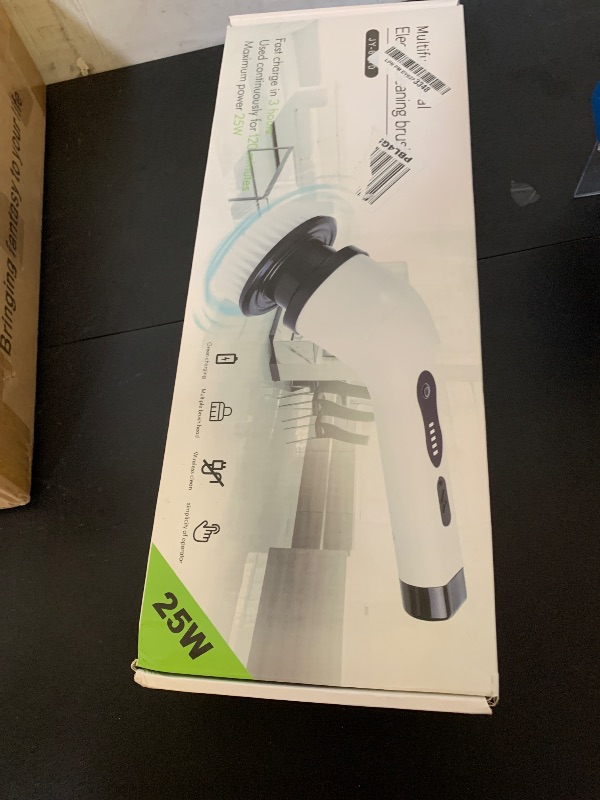 Photo 1 of Electric Spin Scrubber, Cordless Cleaning Brush, Shower Scrubber with 9 Brush Heads 2H Power Dual Speed, Adjustable Extension Handle, IPX7 Waterproof for Tub Tile Floor Car, O-White