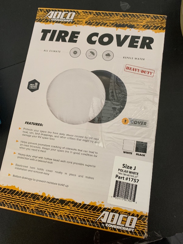 Photo 1 of ADCO 1757 Polar White Vinyl Tire Cover J (Fits 27" Diameter Wheel)