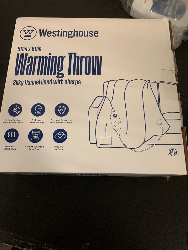Photo 1 of Westinghouse Heated Throw Blanket, Soft Flannel to Sherpa Electric Throw with 6 Heating Levels, 2-10 Hours Time Settings, Fast Heating, Machine Washable 50x60 Inch, Ivory