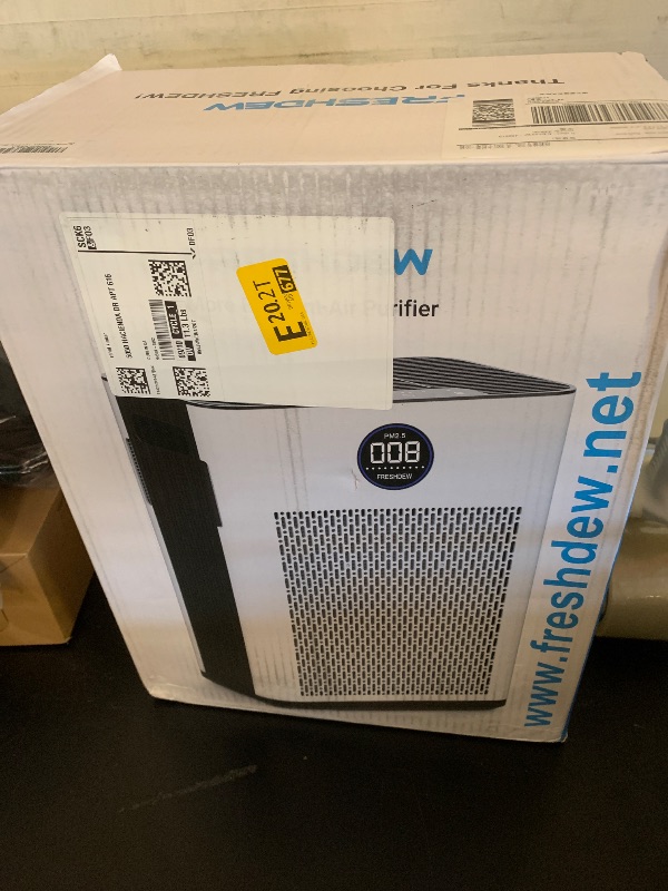 Photo 1 of Air Purifier,FREHSDEW Smart WiFi Air Purifiers for Home with H14 HEPA and Activated Carbon Filter, Removes 99.99% of Dust,Odors,Smoke,and Pet Hair Covers up to 2300 Sq.Ft, Quiet and Energy Efficient