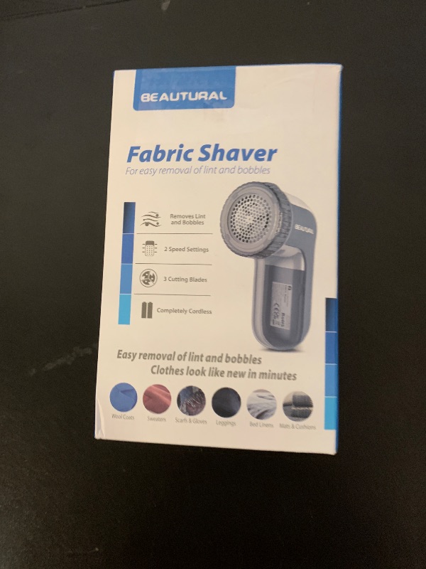 Photo 1 of BEAUTURAL Fabric Shaver and Lint Remover, Sweater Defuzzer with 2-Speeds, 2 Replaceable Stainless Steel Blades, Battery Operated, Remove Clothes Fuzz, Lint Balls, Pills, Bobbles Gray