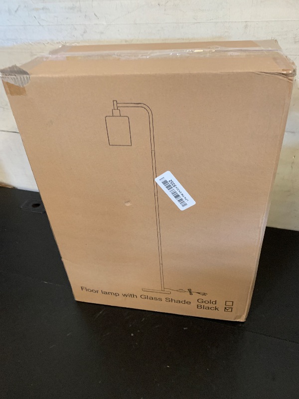 Photo 1 of Industrial Floor Lamp with Hanging Glass Shade Black Farmhouse Indoor Pole Light with Edison E26 Base Vintage Rustic Standing Tall Lighting for Living Room Bedroom Office(ST64 Bulb Included)