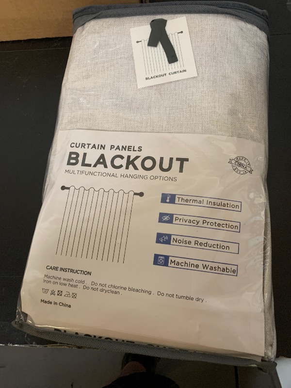 Photo 1 of 100% Blackout Shield Linen Blackout Curtains for Bedroom 72 Inches Long, Back Tab/Rod Pocket Living Room Drapes, Thermal Insulated Blackout Curtains 2 Panels Set, 50" W x 72" L, Beige
