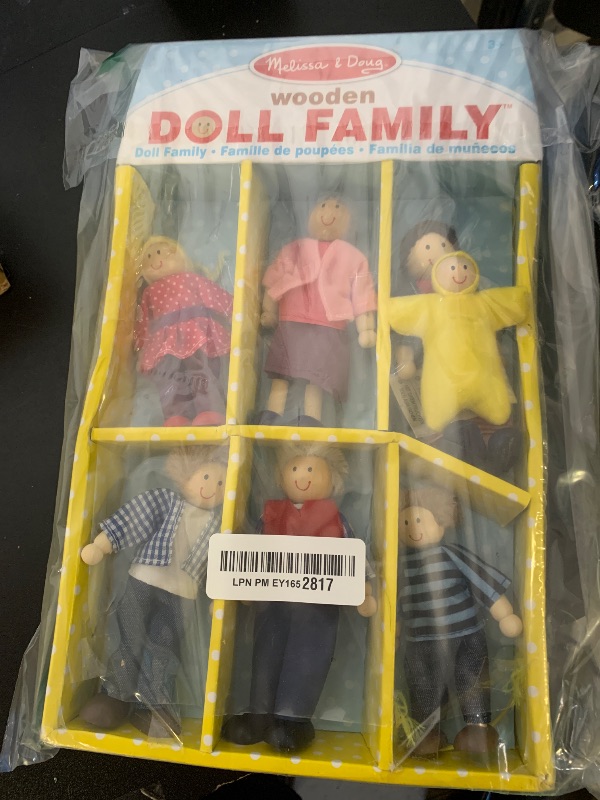 Photo 1 of Melissa & Doug 7-Piece Poseable Wooden Doll Family for Dollhouse (2-4 inches Each)