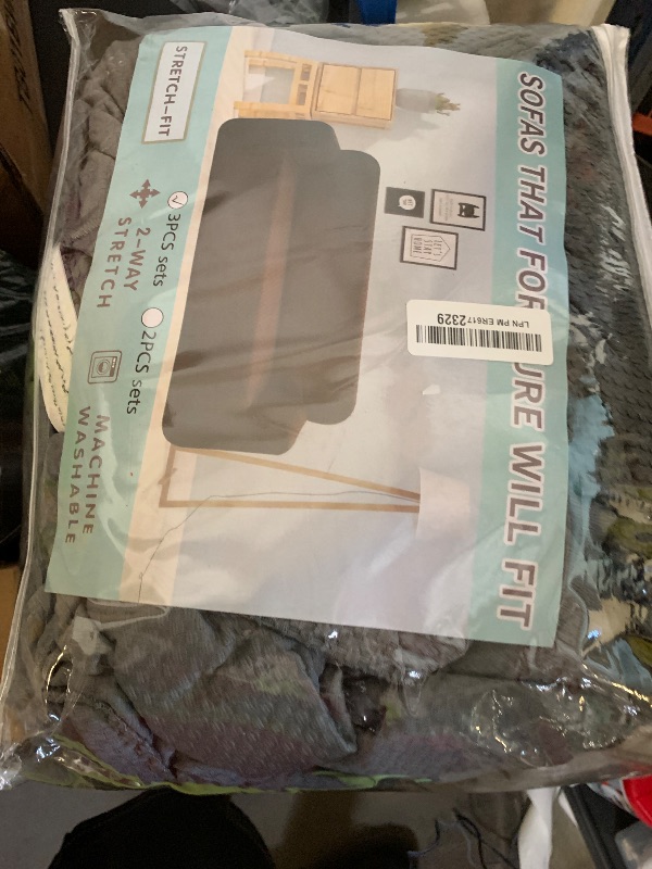 Photo 1 of Fancy Collection 3pc Set Slipcover Set Furniture Cover Spandex Set Includes Sofa and Love-Seat and Chair Covers Solid New (Grey)