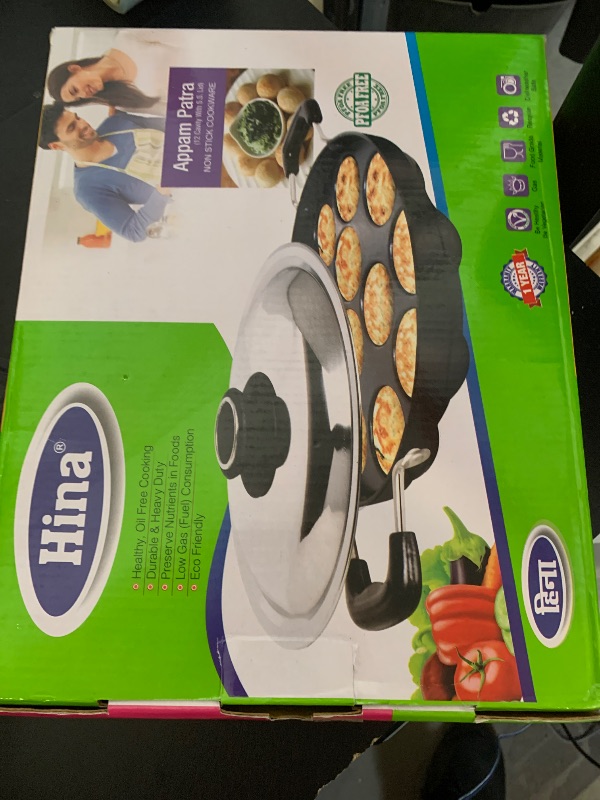Photo 1 of Tanish Trading Non-Stick Appam Patra Paniyaram Pan – 12-Pit Appam Maker with Lid, Takoyaki & Danish Aebleskiver Filled Pancake Pastry Pan