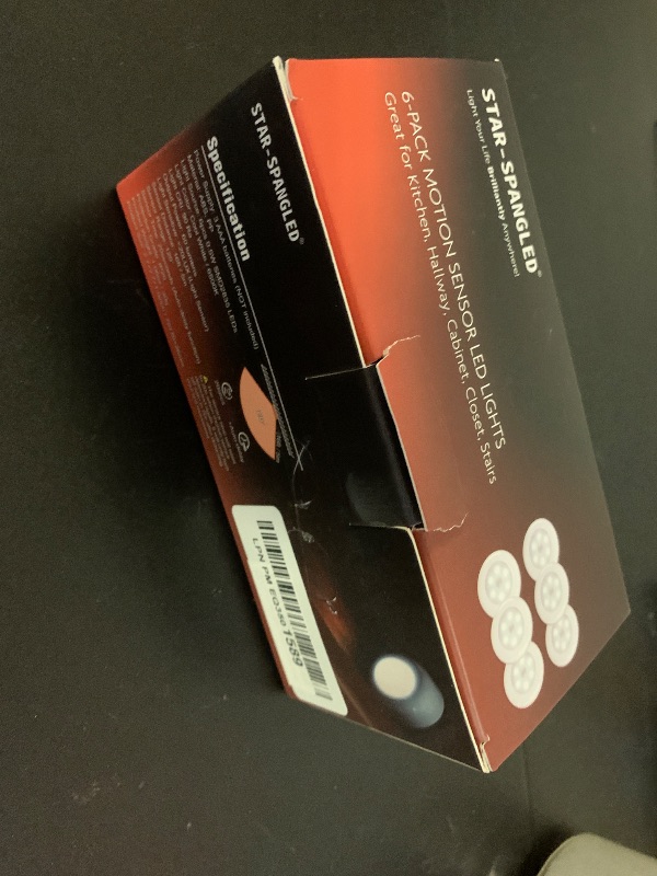 Photo 1 of STAR-SPANGLED 6 Pack 2.8” Motion Sensor Lights Indoor AAA Battery Operated, Stick on LED Puck Light for Stairs, Under Cabinet, Closet, Cool White